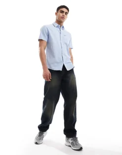 Tommy Jeans Linen Short Sleeve Shirt In Blue For Men Westside Blue -Tomeans Store 206380649 3