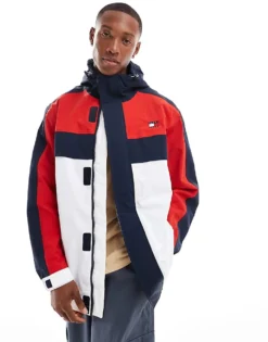 Tommy Jeans Archive Parka Jacket In Red White Blue For Men Deep Crimson / Multi -Tomeans Store 206380674 4