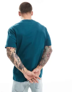 Tommy Jeans Gold Linear Logo T-shirt In Green For Men Deep Seawater -Tomeans Store 206858707 4