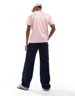 Tommy Jeans Classic Linear Back Print T-shirt In Pink For Men -Tomeans Store 206858709 1 pink 1