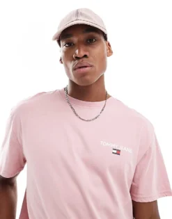 Tommy Jeans Classic Linear Back Print T-shirt In Pink For Men -Tomeans Store 206858709 4