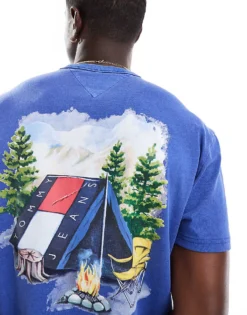 Tommy Jeans Camping Graphic Back Print T-shirt In Blue For Men Bright Blue -Tomeans Store 206858724 3
