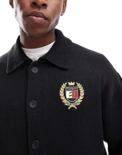Tommy Jeans Boxy Crest Cardigan In Black For Men -Tomeans Store 206858725 4