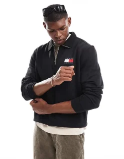 Tommy Jeans 1/4 Zip Sweatshirt In Black For Men