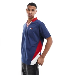Tommy Jeans Game Day Polo Shirt In Colorblock Navy For Men Dark Ink -Tomeans Store 206858763 1 darkink 1