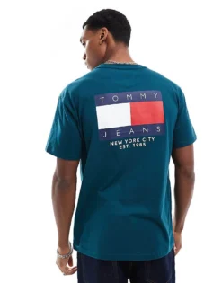 Tommy Jeans Flag Logo Back Print T-shirt In Green For Men Deep Seawater -Tomeans Store 206858843 1 deepseawater 1