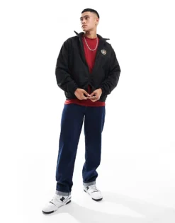 Tommy Jeans Crest Teddy Reversible Jacket In Black For Men