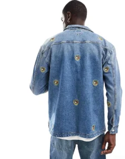 Tommy Jeans Crest Denim Overshirt In Mid Blue For Men Denim Medium -Tomeans Store 206858850 3