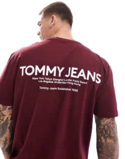 Tommy Jeans Classic Linear Back Print T-shirt In Plum For Men Deep Rouge -Tomeans Store 206858859 1 deeprouge 1