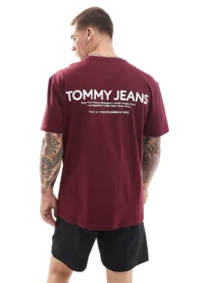 Tommy Jeans Classic Linear Back Print T-shirt In Plum For Men Deep Rouge -Tomeans Store 206858859 4