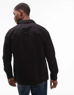 Tommy Jeans Essential Flag Overshirt In Black For Men -Tomeans Store 206858903 3