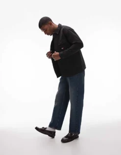 Tommy Jeans Essential Flag Overshirt In Black For Men -Tomeans Store 206858903 4