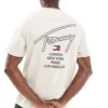 Tommy Jeans City Signature Back Print T-shirt In Beige For Men Newsprint