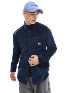 Tommy Jeans Chunky Cord Shirt In Navy For Men Dark Night Navy