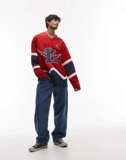 Tommy Jeans Game Day Hockey Jersey In Red For Men Arizona Red -Tomeans Store 206858979 3