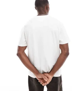 Tommy Jeans Gold Central Logo T-shirt In Off White For Men Ancient White -Tomeans Store 206859004 3