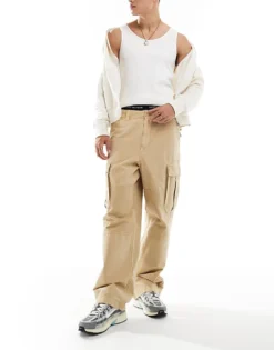 Tommy Jeans Aiden Ripstop Cargo Trousers In Beige For Men Gentle Gold -Tomeans Store 206859008 3