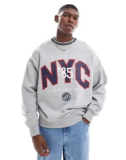 Tommy Jeans Game Day Large Logo Sweatshirt In Grey For Men Lt Grey Htr -Tomeans Store 206859043 1 ltgreyhtr 1