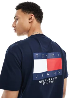 Tommy Jeans Flag Logo Back Print T-shirt In Navy For Men Dark Night Navy -Tomeans Store 206859081 4
