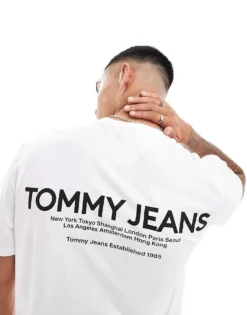Tommy Jeans Classic Linear Back Print T-shirt In White For Men