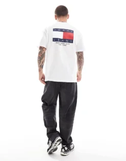 Tommy Jeans Flag Logo Back Print T-shirt In White For Men -Tomeans Store 206859171 2