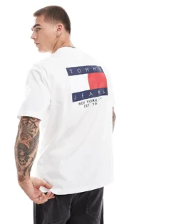 Tommy Jeans Flag Logo Back Print T-shirt In White For Men -Tomeans Store 206859171 4