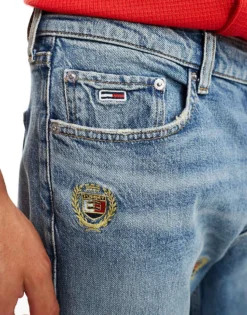 Tommy Jeans Isaac Relaxed Tapered Jeans In Mid Wash With Crest Details For Men Denim Medium -Tomeans Store 206859193 4