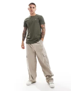 Tommy Jeans 2 Pack Slim Flag Logo T-shirts In Dark Khaki And Navy For Men Green/navy -Tomeans Store 206859226 2