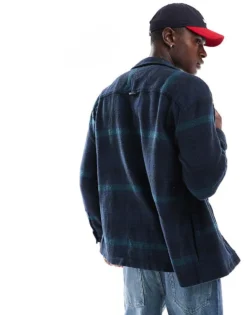 Tommy Jeans Check Overshirt In Navy For Men Deep Seawater Check -Tomeans Store 206859235 4