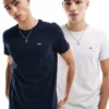 Tommy Jeans 2 Pack Slim Flag Logo T-shirts In Grey And Navy For Men Grey/navy