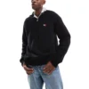 Tommy Jeans 1/4 Zip Badge Jumper In Black For Men Black Melange