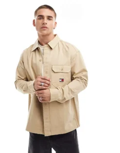 Tommy Jeans Essential Overshirt In Beige For Men Gentle Gold -Tomeans Store 206859376 1 gentlegold 1