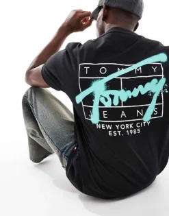 Tommy Jeans Graffiti Back Print Logo T-shirt In Black For Men -Tomeans Store 206859393 3