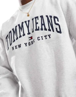 Tommy Jeans Varsity Logo Sweatshirt In Light Grey For Unisex Silver Grey -Tomeans Store 206859587 4