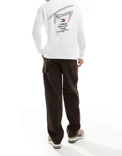 Tommy Jeans Signature Back Print Long Sleeve T-shirt In White For Men -Tomeans Store 206859595 3