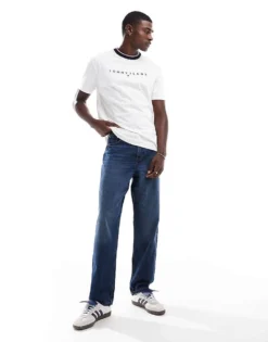 Tommy Jeans Linear Logo Ringer T-shirt In White For Men -Tomeans Store 206859616 4