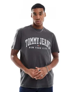 Tommy Jeans Varsity Logo T-shirt In Washed Grey For Unisex Black -Tomeans Store 206859660 1 black 1