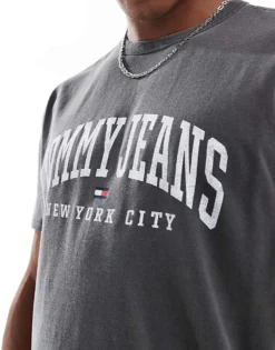 Tommy Jeans Varsity Logo T-shirt In Washed Grey For Unisex Black -Tomeans Store 206859660 4