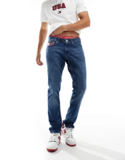 Tommy Jeans Scanton Slim Jeans In Mid Wash With Flag Details For Men Denim Medium -Tomeans Store 206859706 1 denimmedium 1