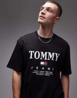 Tommy Jeans Large Font Graphic T-shirt In Black For Men