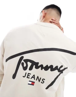 Tommy Jeans Signature Logo Sweatshirt In Off White For Men Newsprint -Tomeans Store 206859779 1 newsprint 1