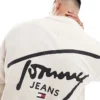 Tommy Jeans Signature Logo Sweatshirt In Off White For Men Newsprint