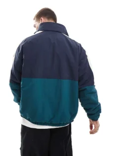 Tommy Jeans Reversible Teddy Jacket In Green Colourblock For Men Deep Seawater Multi -Tomeans Store 206859795 4