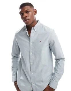Tommy Jeans Regular Oxford Shirt In Blue Marl For Men Deep Seawater