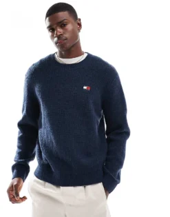 Tommy Jeans Waffle Jumper In Off Navy For Men -Tomeans Store 206859910 1 navy 1