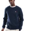 Tommy Jeans Waffle Jumper In Off Navy For Men