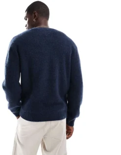 Tommy Jeans Waffle Jumper In Off Navy For Men -Tomeans Store 206859910 3