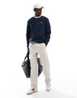 Tommy Jeans Waffle Jumper In Off Navy For Men -Tomeans Store 206859910 4