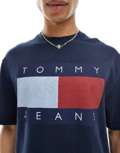 Tommy Jeans Large Flag Logo T-shirt In Navy For Unisex -Tomeans Store 206859936 4