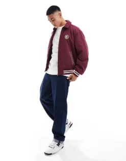 Tommy Jeans Crest Cord Letterman Jacket In Burgundy For Men Deep Rouge -Tomeans Store 206860037 1 deeprouge 1